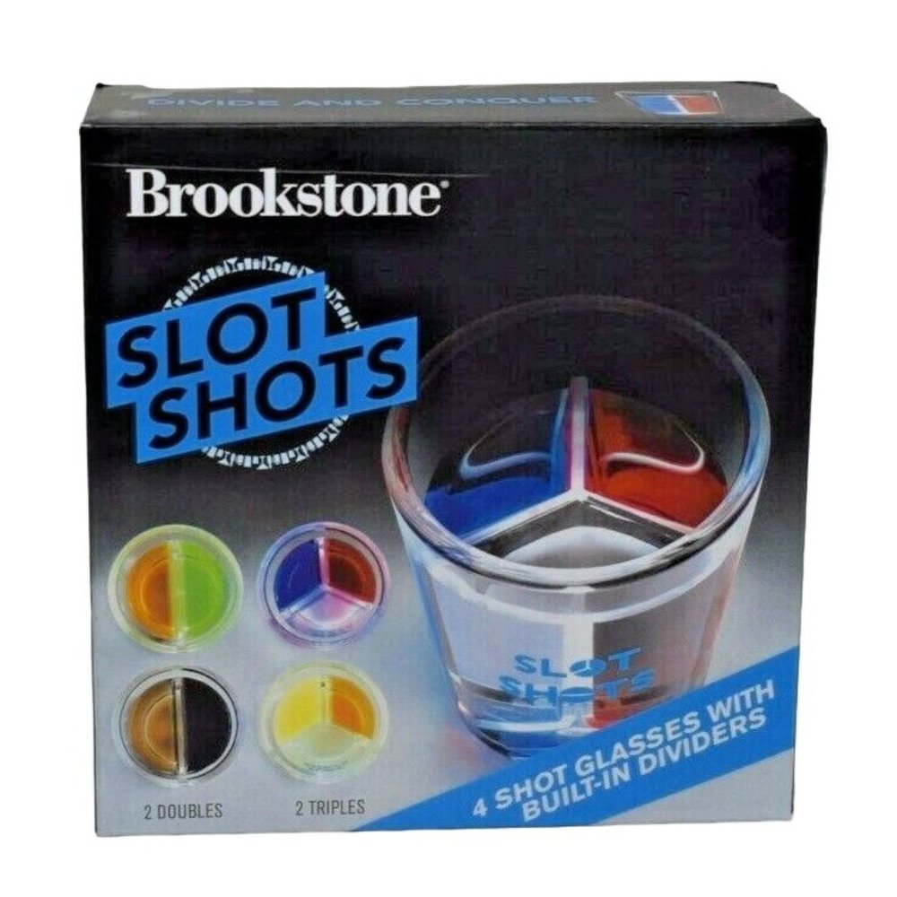 Brookstone Slot Shots Divide and Conquer Shot Glasses Open Box